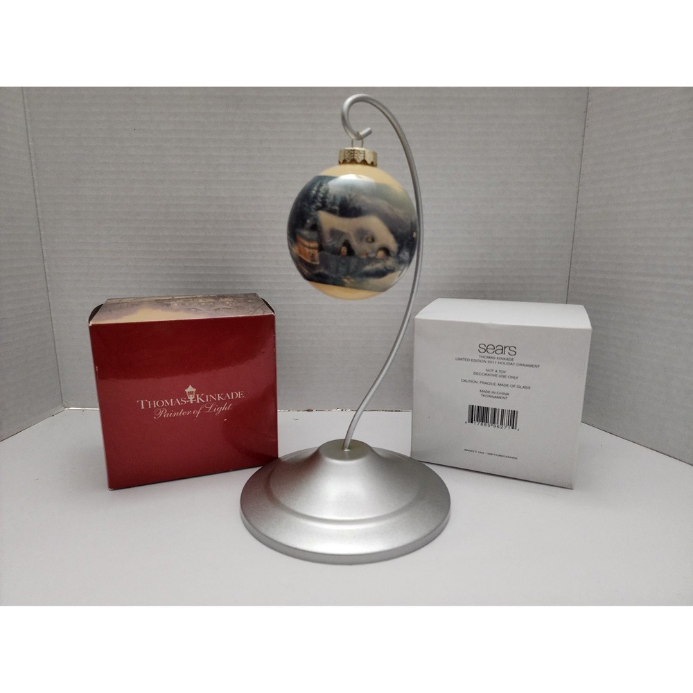 2011 Sears Thomas Kinkade Limited Edition Glass Christmas Tree Ornament‎